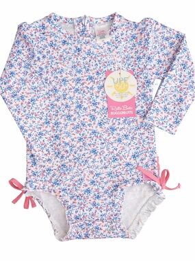 NWT Ruffle Butts COTTAGE TEA TIME LONG SLEEVE ONE PIECE RASH GUARD